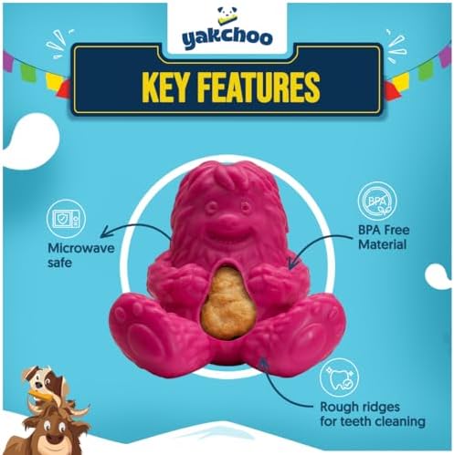 Treatoy for Dogs (Pink) | BPA Free Interactive Chew Toy with Natural Himalayan Cheese Treat | Durable, Gentle on Gums, Fun Training & Dental Toy | Includes 5 Yak Cheese Nuggets