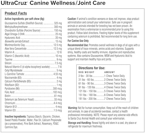 UltraCruz sc-363245 Canine Wellness/Joint Supplement for Dogs, 60 Tasty Chews