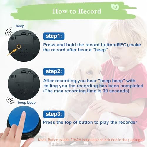 Gelabur Set of 8 Dog Buttons for Communication, Voice Recordable Buttons for Classroom, Dog Training Talking Buttons Starter Set, Pet Easy Speaking Buttons Tools