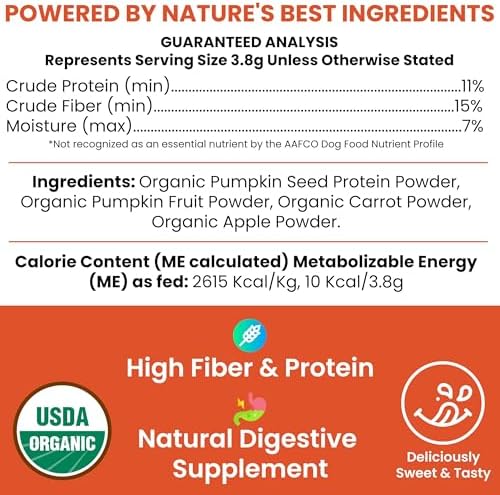 Organic Pumpkin Powder for Dogs, 16 oz w/ 5 cc Scoop for Digestive Support