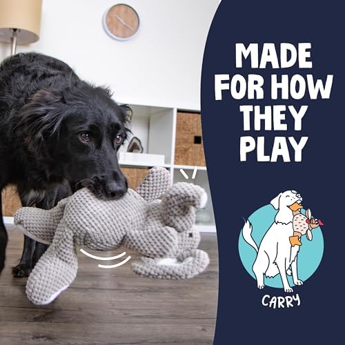 goDog Checkers Elephant Tough Plush Toy with Chew Guard Technology, Durable Checkered Fabric & Squeaker for Active Play, Gray, Large