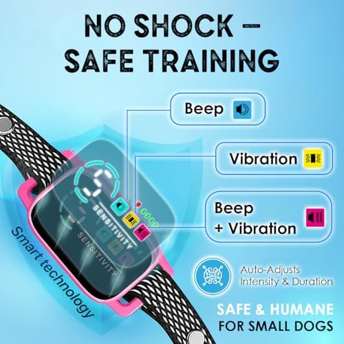 generic Bark Collar for Small Dogs 8-40 No Shock Anti Barking with Al Chip (Small,Pink)