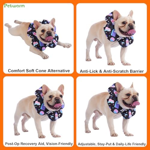 PetWarm Dog Recovery Collar, Recovery Collar, Purple Cosmic Print, L