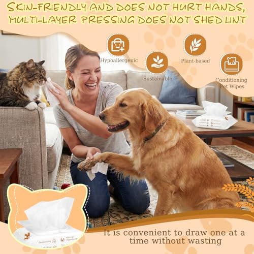 Treela 10 Pack Dog Pet Wipes, 80 Count Paws Body, Soothing Oatmeal Flavor
