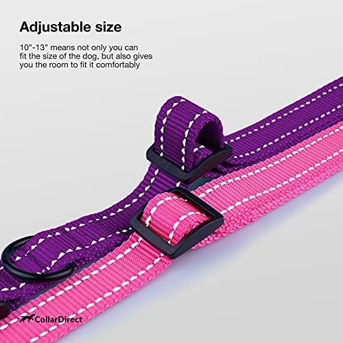 Reflective Dog Collar, Quick-Release Buckle (Purple, 10-13 Inch)