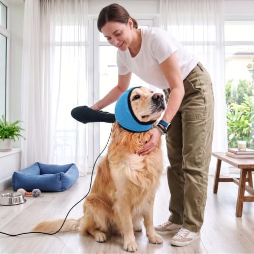 Allroaring Dog Ear Wraps for Fireworks Storm Noise Blocking, Lackblue L