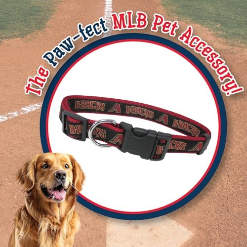 MLB Arizona Diamondbacks Licensed PET COLLAR- Heavy-Duty, Strong, and Durable Dog Collar. Available in 29 Baseball Teams and 4 Sizes