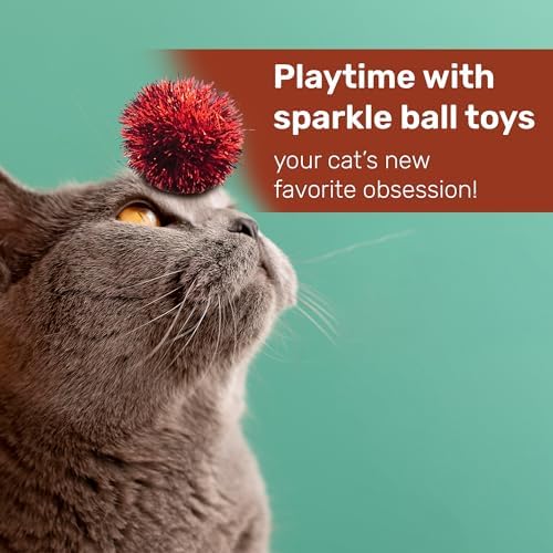 Tuff Kitty Puff 1 Inch Mini Sparkle Ball Cat Toy – 24pk Multi-Color