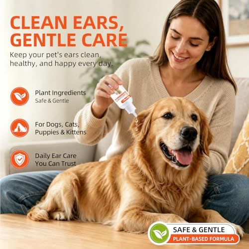 Dog & Cat Ear Cleaner Drops, Plant-Based Ear Wash, 2 fl oz