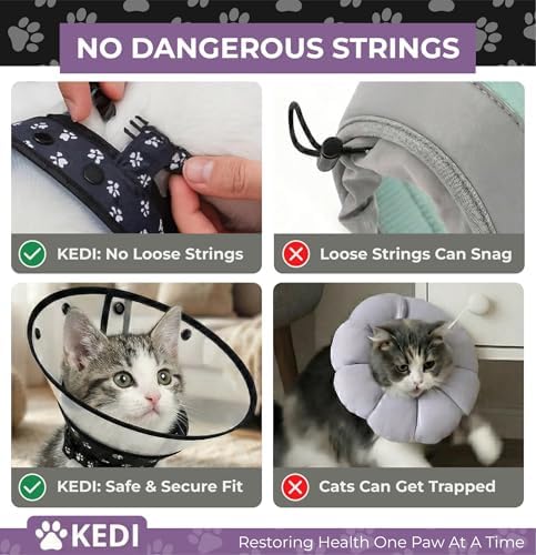 Cat Cone Collar After Surgery to Stop Licking, Escape-Proof, Black Small