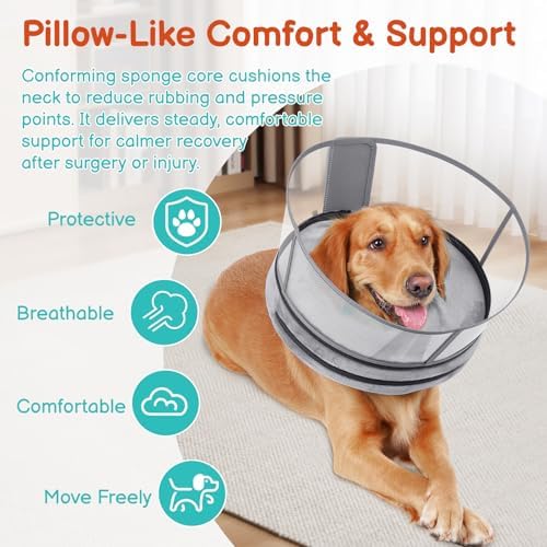 Dog Cone, No-Inflation Sponge Donut Collar for Dogs After Surgery
