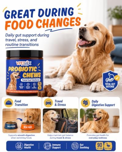 Advanced Dog Gut & Immune Support - Probiotics for Dogs Upset Stomach & Gas Relief with Pumpkin, Slippery Elm,Colostrum & Digestive Enzymes, (Duck Flavor 90 ct)