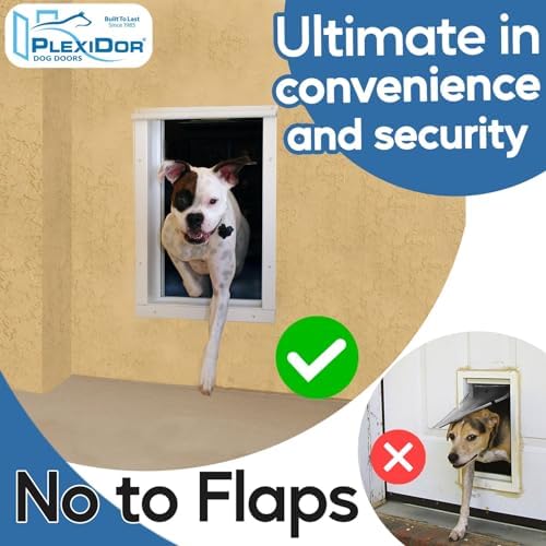 PlexiDor Performance Pet Doors Electronic Dog Door Large White Wall Mount