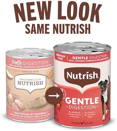Nutrish Gentle Digestion Premium Paté Wet Dog Food,Real Chicken,Pumpkin & Salmon Recipe,13 oz. Can,(Rachael Ray),(Pack of 24)
