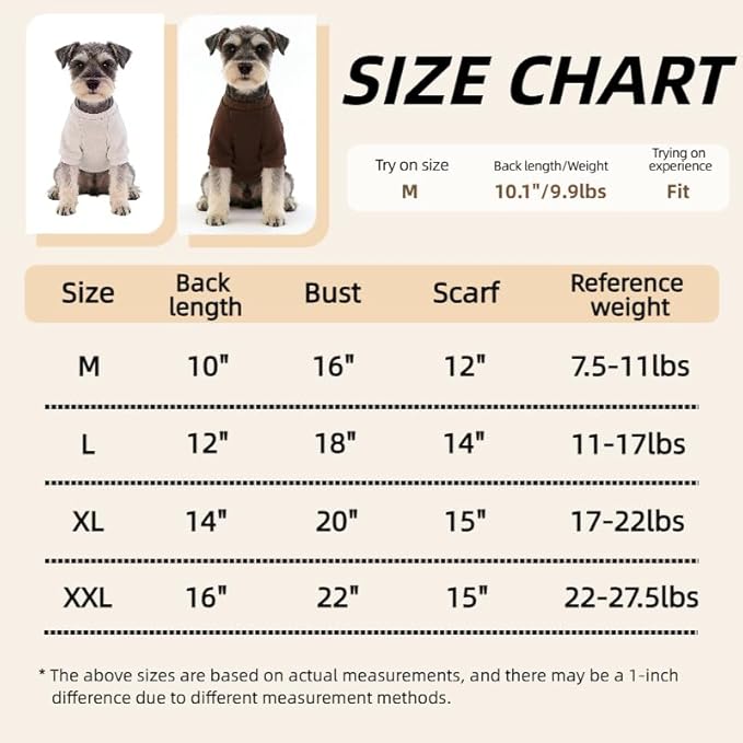 2 Pack Dog Hoodie for Small Dogs, Dog Sweatshirt Soft Warm Pullover Dog Clothes with Ribbed Cuffs for Schnauzer/Poodle/Chihuahua (Brown+White, X-Large)