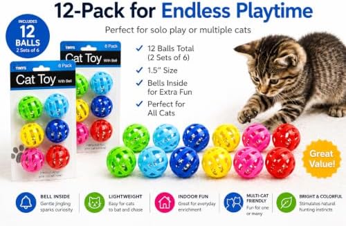 bulk buys Balls with Bells Cat Toys Set, Medium Breeds