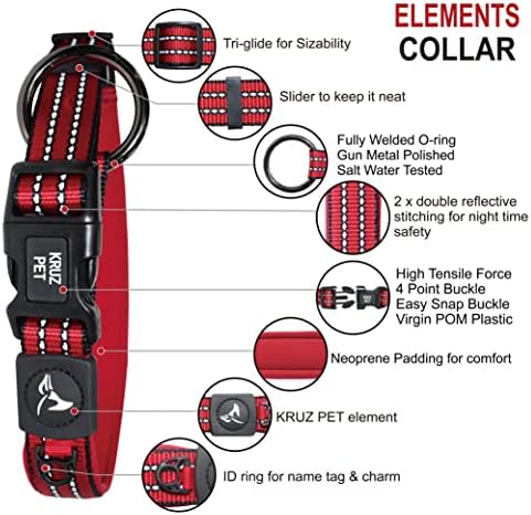 Dog Collar Bundle for Medium Dogs (Width- 3/4", Length - 17"-21.5") | Reflective Adjustable Raspberry Pink, & Blue Dog Collar | No-Choke Vest with Lightweight Reflective Air Mesh