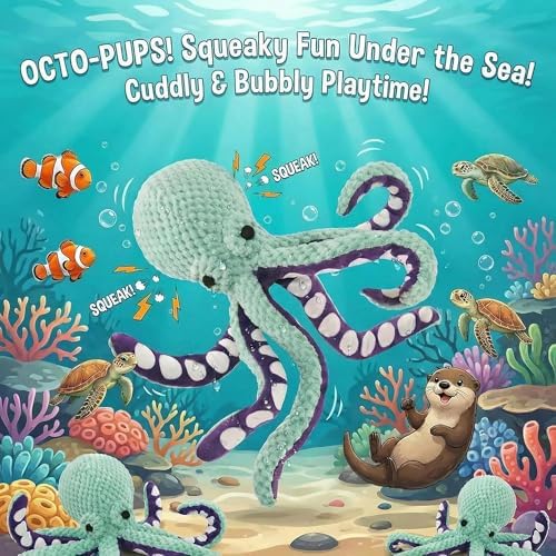 Plush Interactive Dog Toy Octopus-Shaped Plush Dog Sound Toy Indestructible Toy with Built-in Squeaker for Boredom Relief Durable, Chew-Resistant Dog Teething and Chew Toys (Purple)