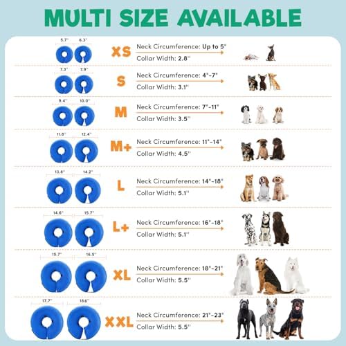 BENCMATE Inflatable Dog Cone Collar Alternative After Surgery XLarge,Orca