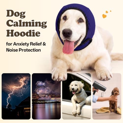 Allroaring Dog Ear Wraps for Fireworks Storm Noise Blocking Ear Care,Blue L