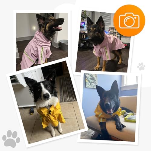 Dog Raincoat,Dog Rain Jacket Poncho with Hood and Leash Hole (Yellow, M～L(11-20lbs))