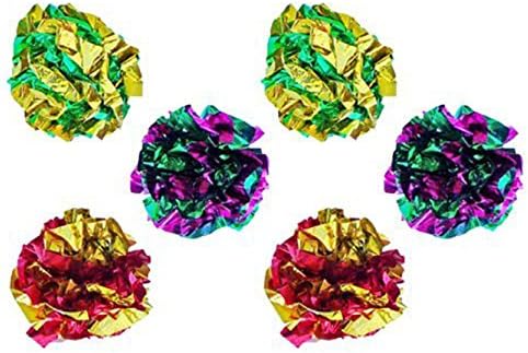 Original Mylar Crinkle Balls Cat Toys - 6 Pack