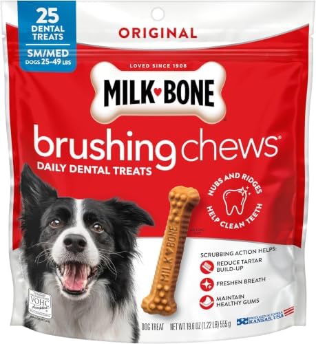 Milk-Bone Brushing Chews Original Chicken Flavor Daily Dental Dog Treats, Small/Medium, 19.6 Oz. Bag (Pack of 5)