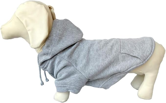 Lovelonglong Blank Basic Hoodie Sweatshirt for Dogs 100% Cotton Fits Small Medium Dachshund Large Dog Gray D-L