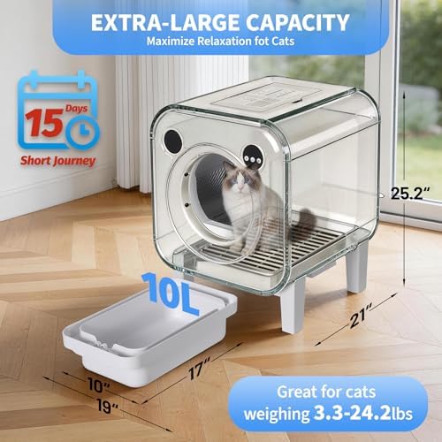 Garvee Self-Cleaning Cat Litter Box, Large Capacity ABS Automatic Litter Box for Cats with App Control