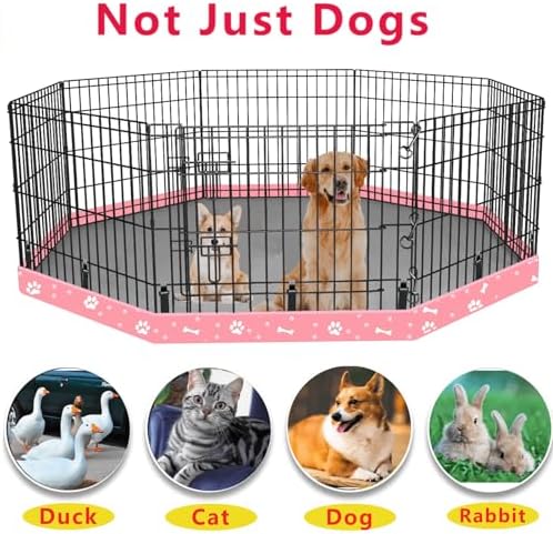 Dog Playpen Bottom Pad Fits for 24 Inch 8 Panels Regular Octagon Metal Exercise Pet Playpen, Dog Crate Pad Puppy Playpen Pad. (Note: Playpen Not Included) -Pink