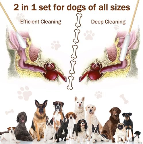 eyxformula Dog Ear Cleaning Swabs, 2 Size Cotton Tips, 100 Long & 100 Large