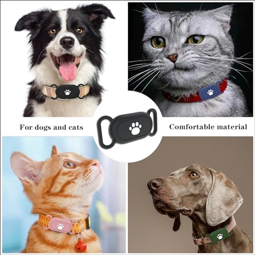 2 Pack Waterproof Dog Collar Compatible with Samsung Galaxy SmartTag2 | Silicone GPS Tracker Hidden Loop Holder for Smart Tag2, Anti-Lost Collar Tag2 Paw Case (Black Grey)
