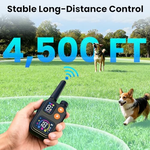 2‑in‑1 Dog Bark and Shock Collar, 4500FT Remote Range, Beep/Vibration/Shock 3 Modes, 8 Sensitivity, IP67 Waterproof, Portable Training Collar for Medium and Large Dogs (5-120lbs)