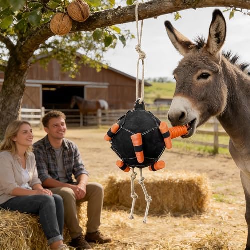 Fun Horse Carrot Feeder, Interactive Horse Treat Feeding Ball Toys, 4PCS Adjustable Enrichment Carrot Slow Dispenser for Horses Cattle Sheep Goat Barn Farm Livestock