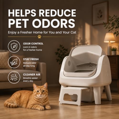 Automatic Litter Box,with Easy-Access Step, Anti-Pinch Safety