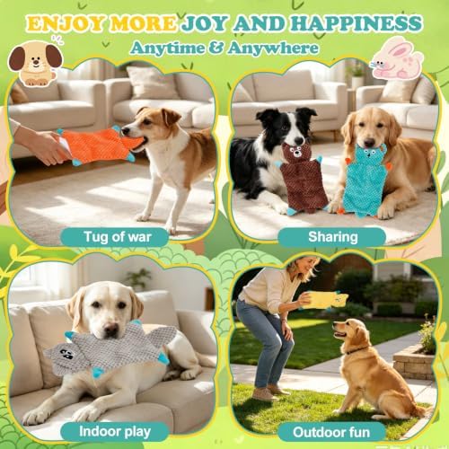 No Stuffing Squeaky Dog Toys for Small Medium Large Dogs, 5 Pack Durable Plush Puppy Chew Toys for Teething and Chewing, Interactive Dog Chew Toy to Keep Them Busy