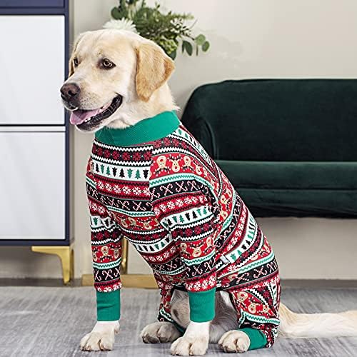 Dog Surgery Recovery Suit Female Male for Dogs After Surgery Medium Large Dogs Onesie Dog Pajamas Pjs Clothes (Christmas red, 30 (Chest 29.92 in | Backlength 19.69 in))
