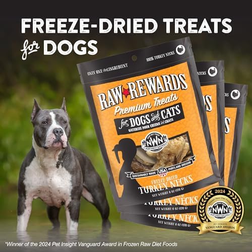 Northwest Naturals Raw Rewards Freeze-Dried Turkey Neck Treats for Dogs and Cats - Bite-Sized Pieces - Healthy, 1 Ingredient, Human Grade Ingredients, All Natural, Made in USA, 6 Oz (Pack of 3)