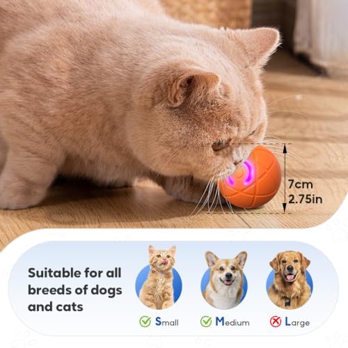 Interactive Small Dog Toy Ball, Smart Jumping Ball for Puppy Dogs, Activated Automatic Bouncing Moving Vibrating (Orange)