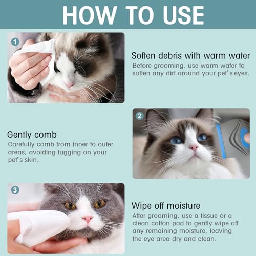 PET Facial Grooming Comb，Stress-free Tear Stain Remover for Dogs & Cats