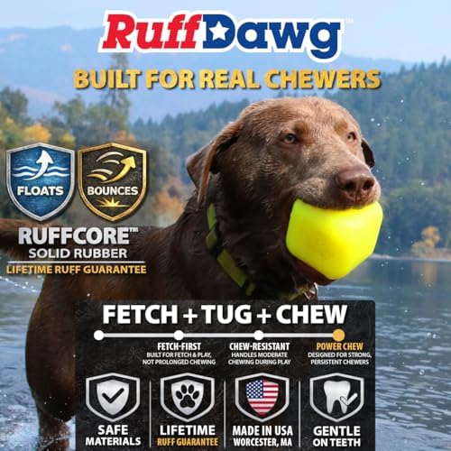 Ruff Dawg Cube Medium 2.5 Indestructible Dog Toy - 1 PC Color Varies – Heavy-Duty Rubber Fetch & Chew Toy for Aggressive Chewers – Erratic Bounce, Floats Made in USA