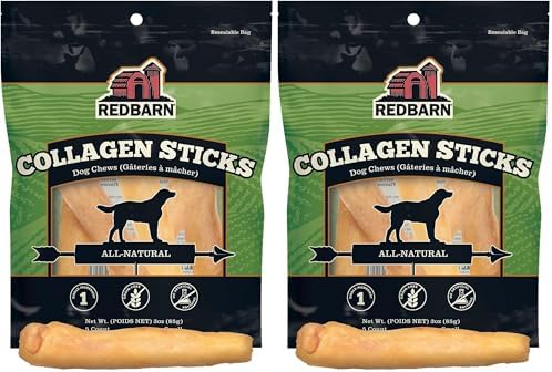 Redbarn Pet Products 100% Natural Small 6" Beef Collagen Sticks for Dogs - Long Lasting Low-Odor Alternative to Traditional Rawhide & Bully Sticks - Supports Healthy Joints, Skin, & Coat - 10 Count