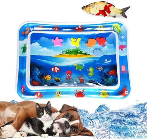 Interactive Cat Water Mat with Fish, Cat Water Play Mat ，H
