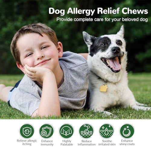 Dog Allergy Relief Chews, Dog Itch Relief Chews for Large Dogs Paw Licking Itchy Skin, Probiotics with Astragalus Omega-3 for Seasonal Allergies Coat Immune Supplement-300ct