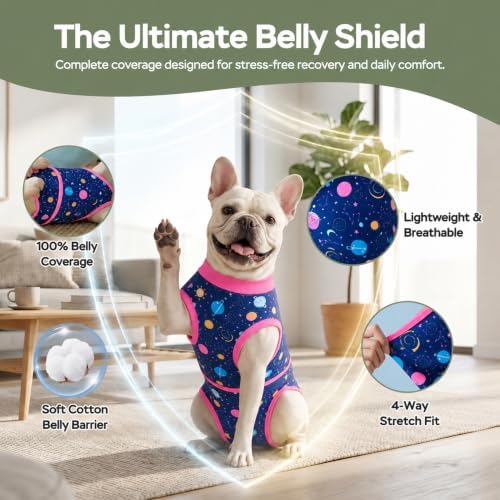 PetWarm Dog Cone Alternative, Recovery Suit for Dogs, Galaxy, Pink, 2XL
