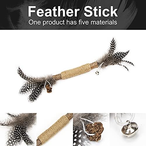 PAZ'S GIFT Catnip Toy Cat Toys Catnip Toy cat chew Toy cat Kicking silvervine Stick Teeth Cleaning Cute Kitten Teething Indoor Interactivecat Dental Care Matatabi (Feather 2pcs)