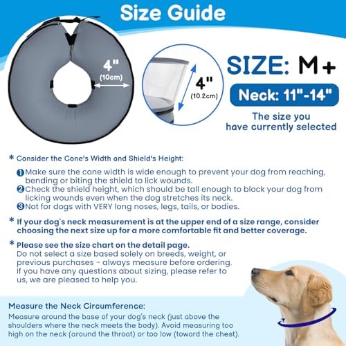 BARKLESS Dog Donut Cone for Medium Dogs with Transparent Shield Inflatable