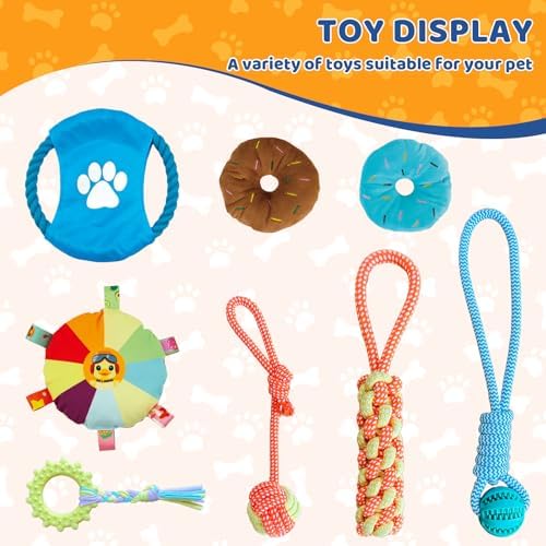 Puppy Play Gym with Snuffle Mat & 8 Toys (Yellow,19.6″ x 19.6″ x 19.6″‌)