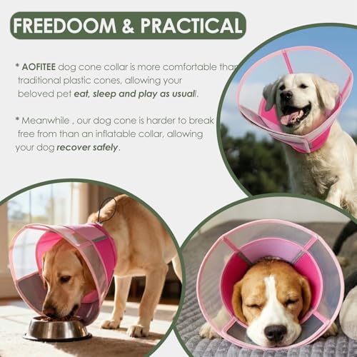AOFITEE Dog Cones for Medium Dogs, Soft Dog Cone Collar After Surgery