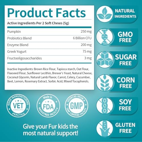 Probiotic Chews for Dogs, Lamb Flavor, 120 Soft Chews.